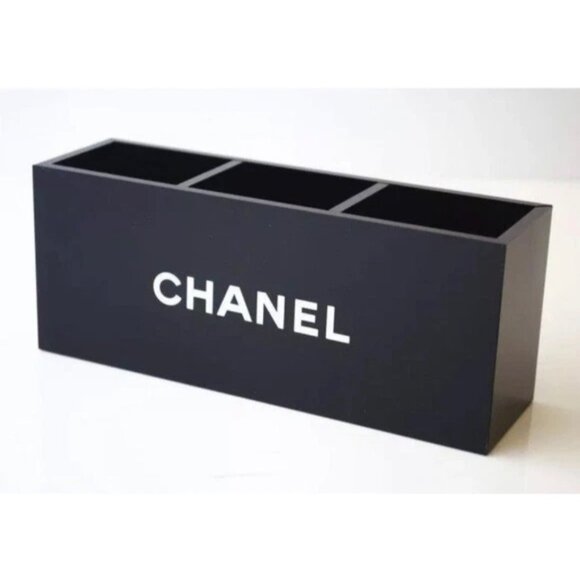 CHANEL Other - Chanel Black 3-Compartment Glossy Organizer Box For Makeup Brushes/Pens